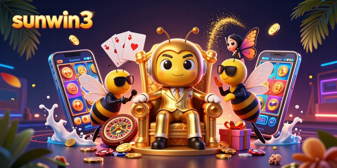 Experience the excitement of sunwin3 with an ultra-detailed casino illustration bursting with vibrant game elements.