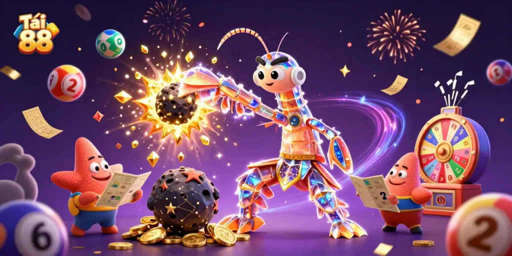Experience excitement with Tải go 88 as a galactic samurai mantis shrimp explores casino treasures in stunning style.