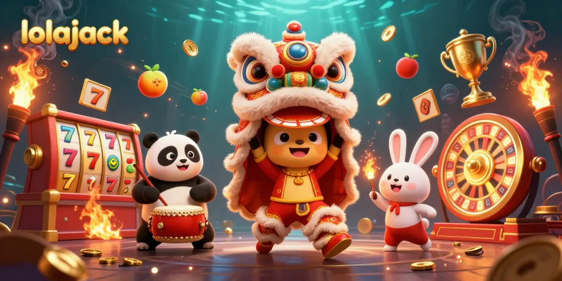 Experience the excitement at lolajack casino with vibrant slot games and animated characters celebrating wins.